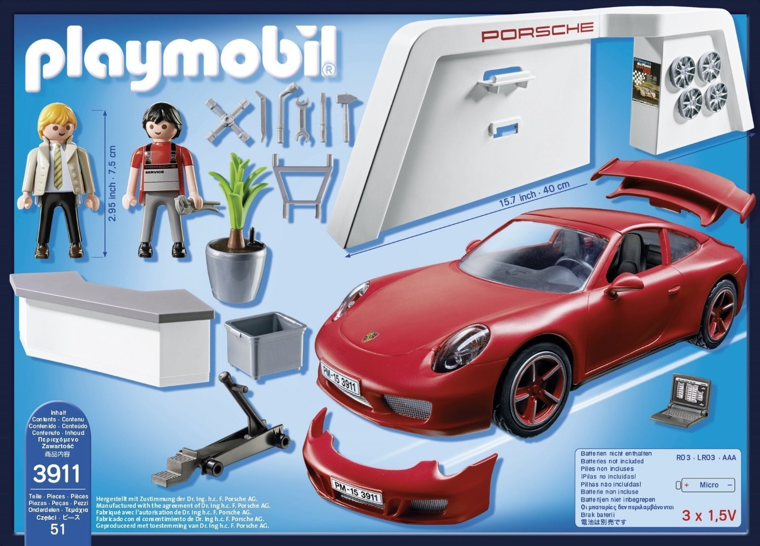 Playmobil 3911 Porsche 911 Carrera S with Lights & Workshop, Fun