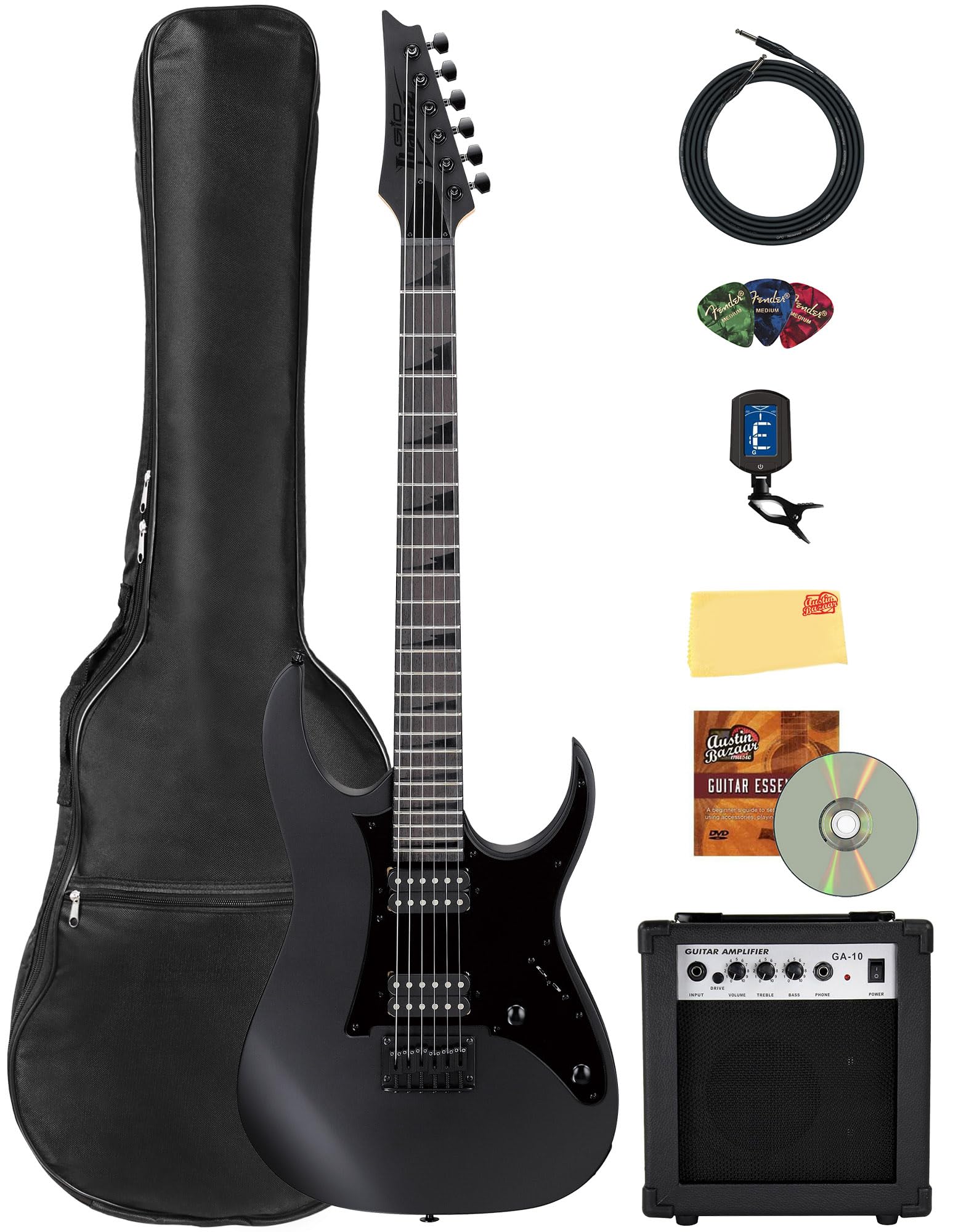 Amazon.com: Ibanez GRGR131EX RG Gio Electric Guitar - Black Flat