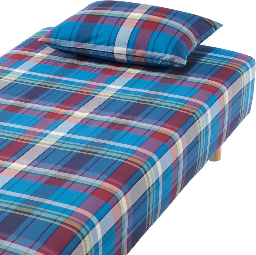 Amazon｜無印良品 マドラスチェック カバー2点セット ブルーチェック