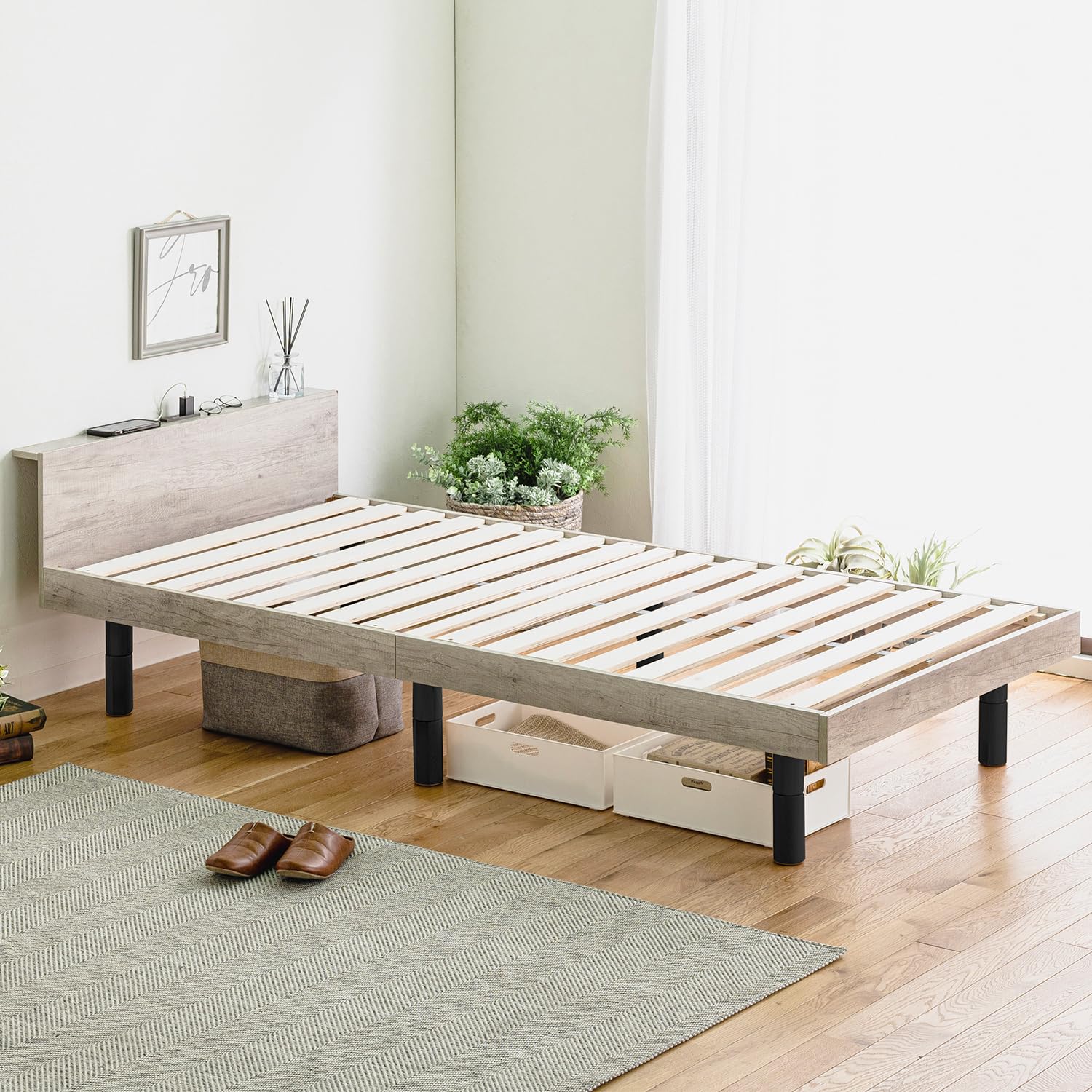 Amazon｜Major In Life ベッド 宮付き ベッドフレーム 宮棚付き