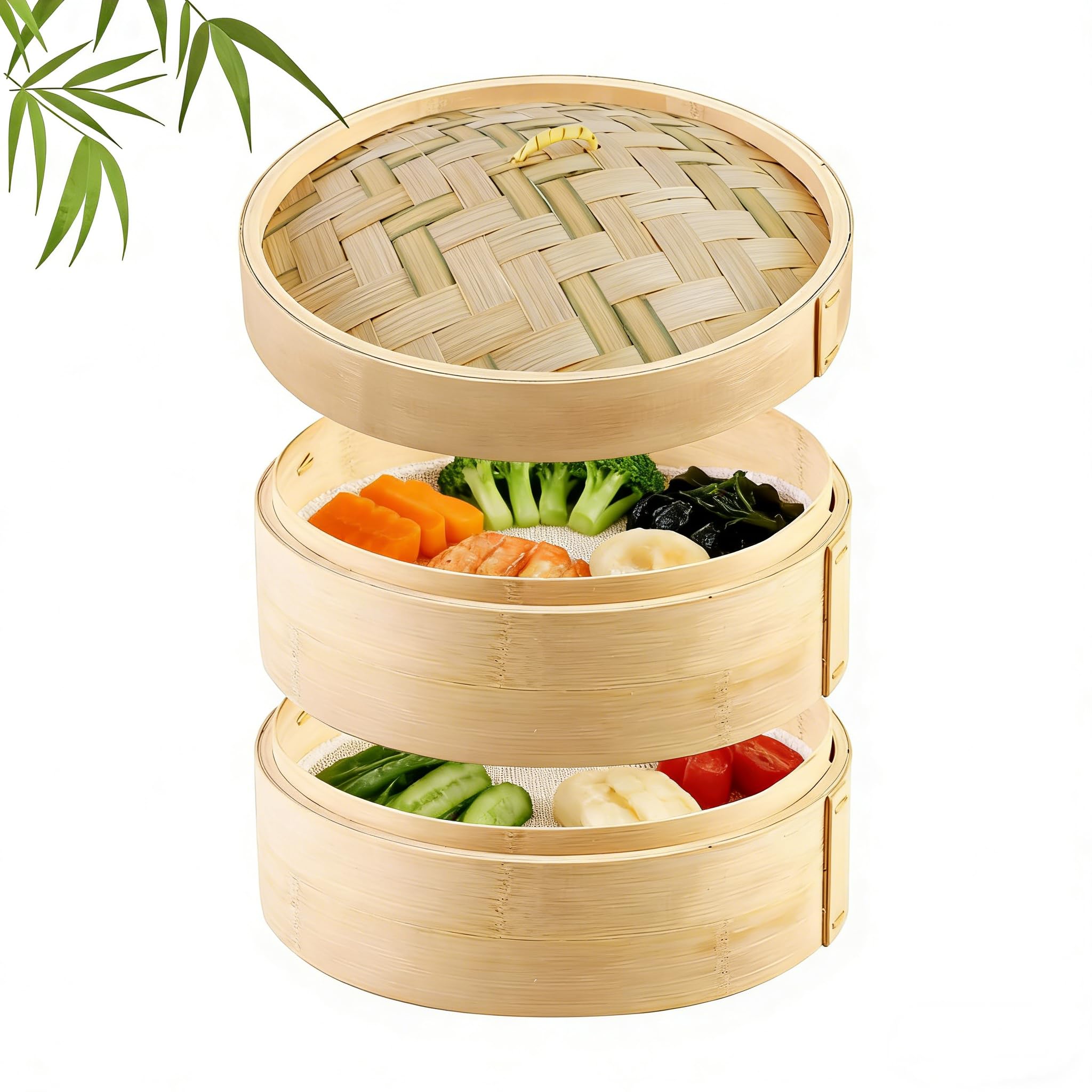 Amazon | 【蒸し布2枚付き】料理研究家監修 天然竹 せいろ 蒸し器 2段