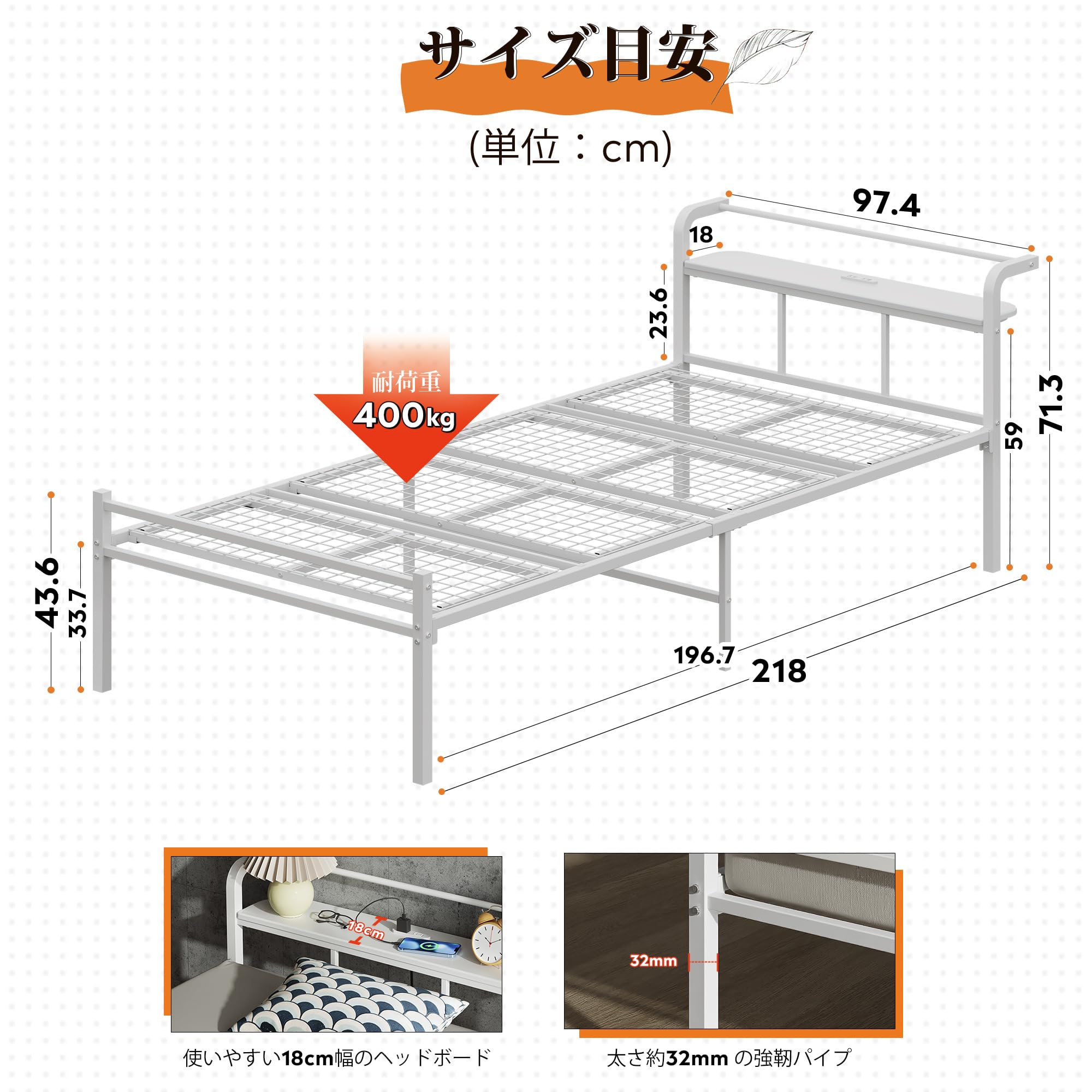 Amazon｜WLIVE ベッドフレーム ベッド シングル パイプベッド