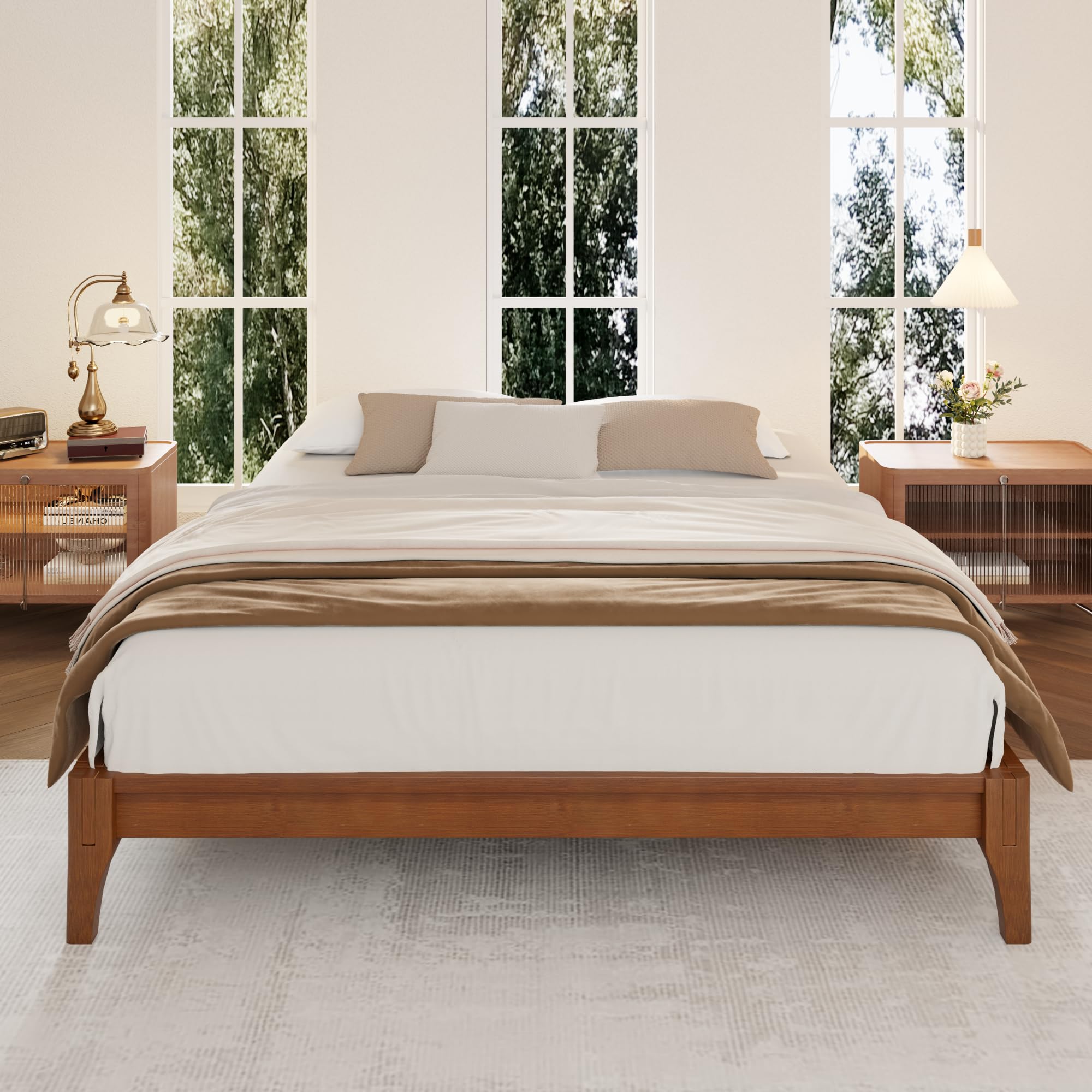Amazon.com: LUMISOL Queen Size Bamboo Bed Frame, Natural Bamboo