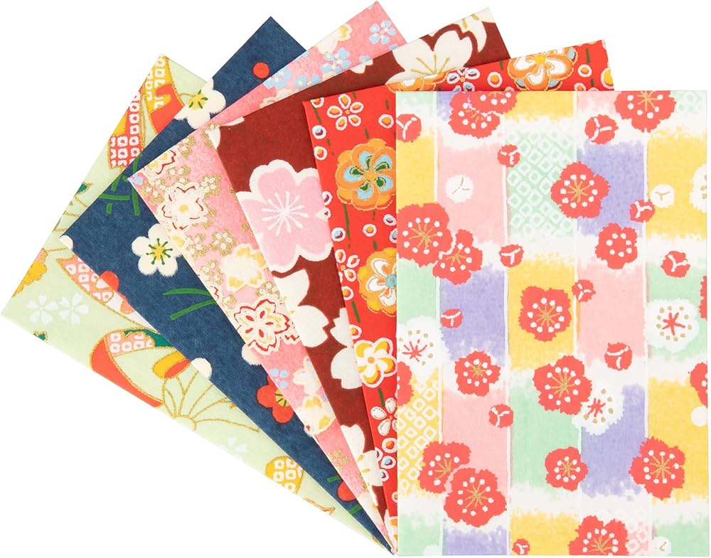 Amazon | 【Amazon.co.jp 限定】和紙かわ澄 特撰 友禅和紙 ぽち袋