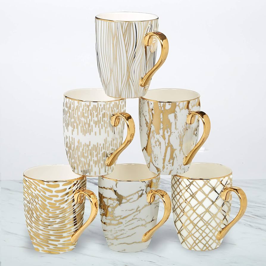 Amazon.com: Matrix Gold Porcelain Coffee & Tea Mug Set – Premium
