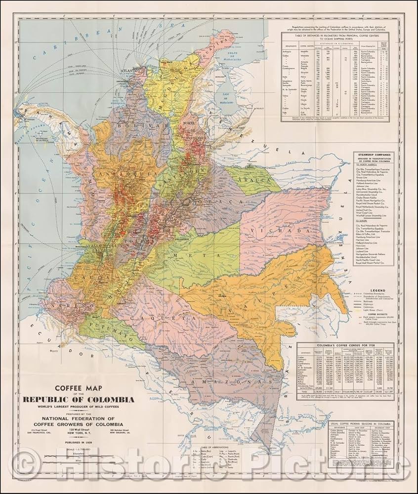 Amazon.co.jp: 歴史地図 - コロンビア共和国のコーヒーマップ世界最大