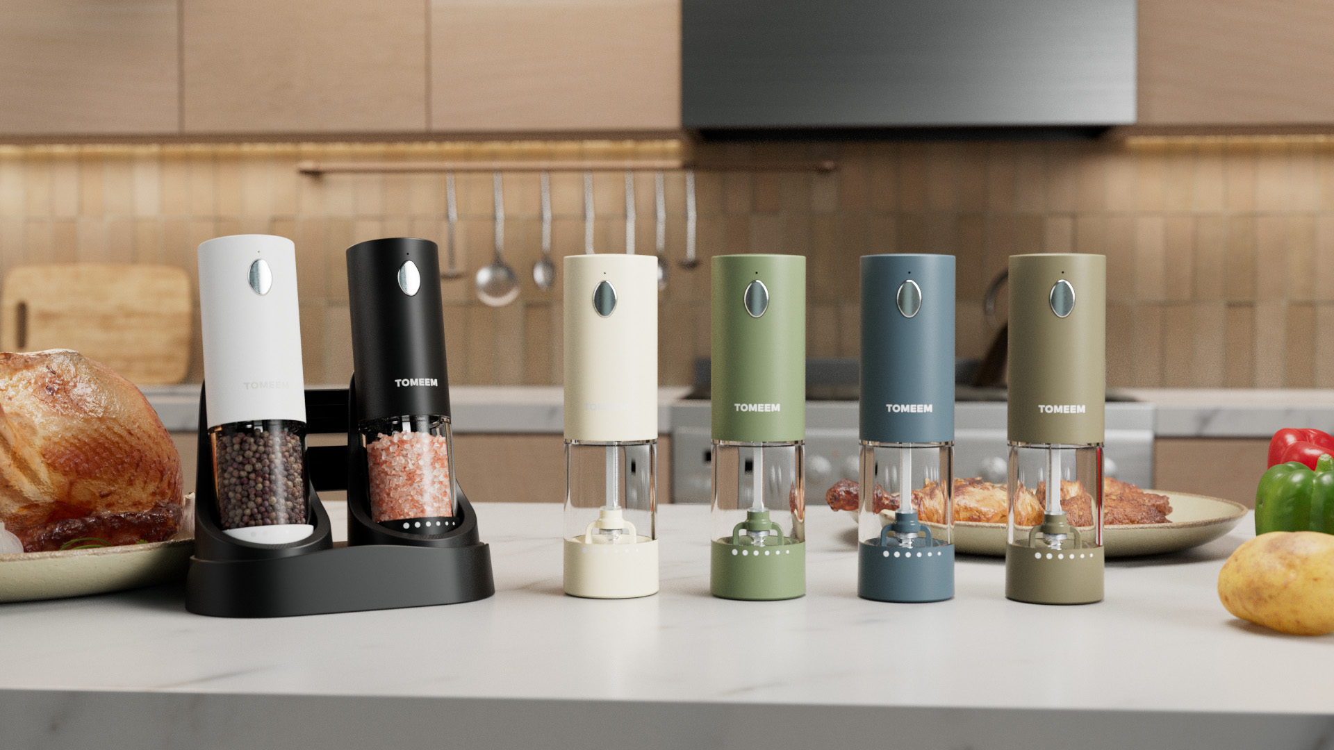 Amazon.co.jp: TOMEEM 電動ミル 電動ペッパーミル【充電ベース付き