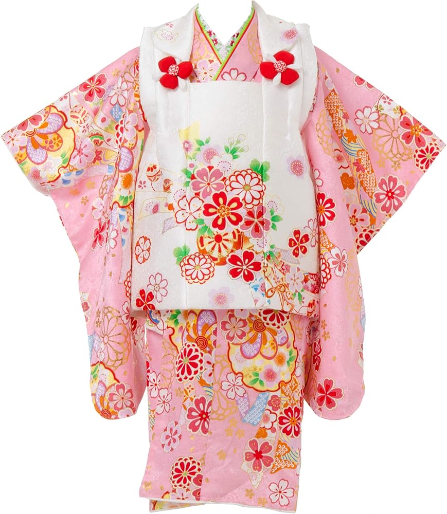 Amazon | 七五三 着物 3歳 被布セット 正絹 女の子 京都花ひめ 花車2