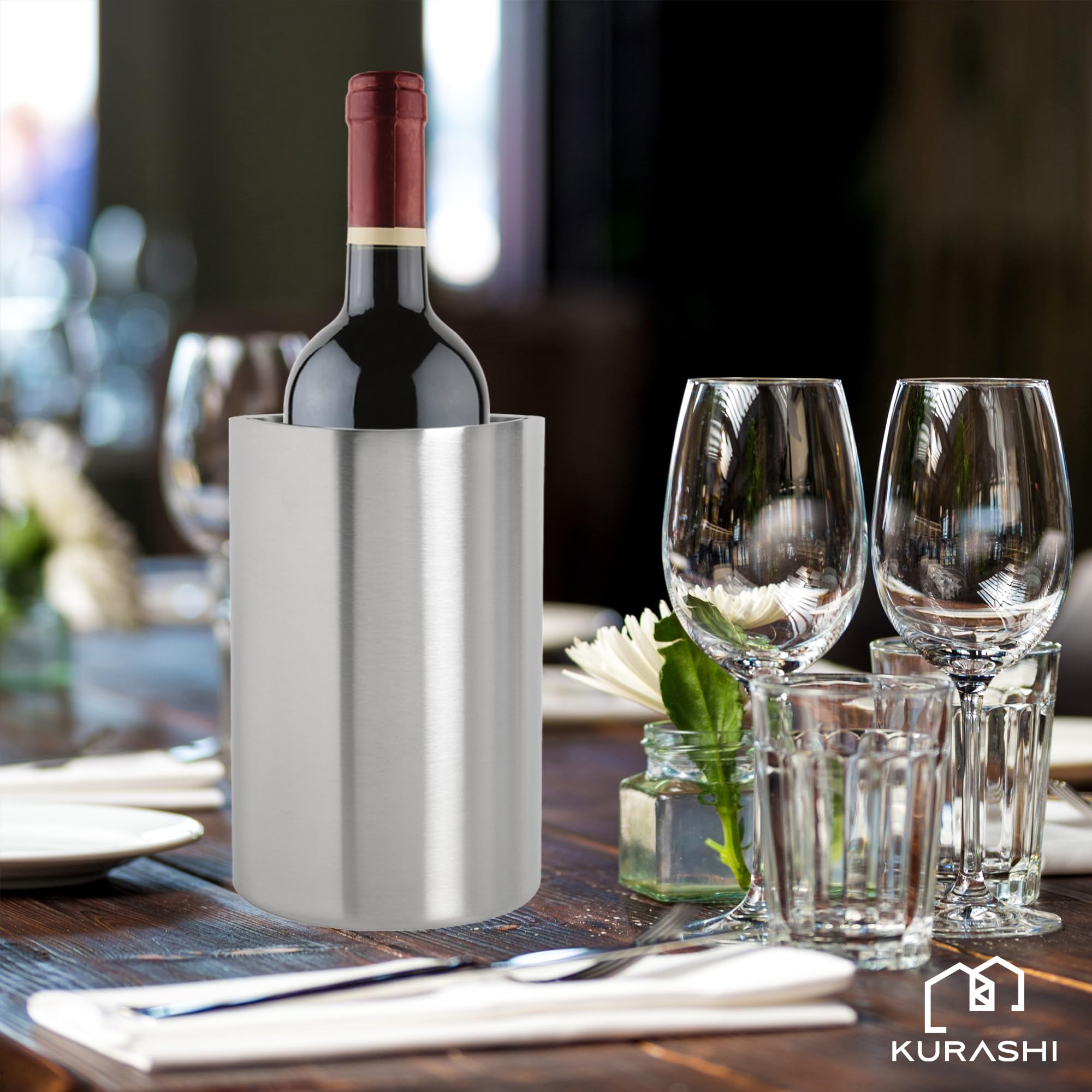 Amazon | KURASHI ワインクーラー 卓上 ステンレス 二重構造