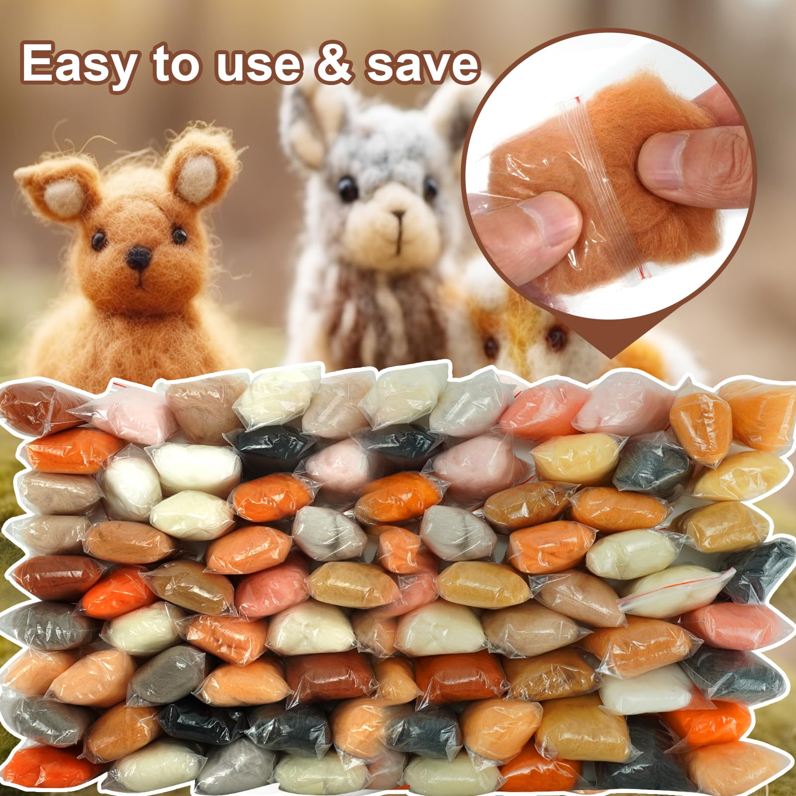 Amazon | 羊毛フェルト 羊毛繊維 3g 初心者お試しセット 24色セット 72