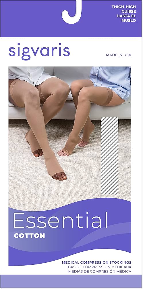 Amazon.com: SIGVARIS Unisex COTTON 230 Open Toe Thigh High with