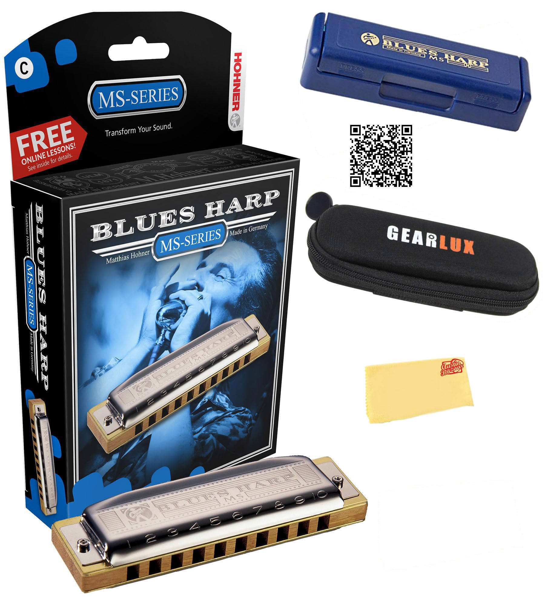 Amazon | Hohner 532 Blues Harp MS Harmonica - Cバンドルの鍵 ケース