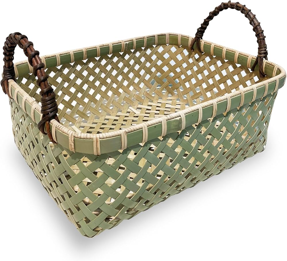 Amazon.co.jp: 竹籠工房 ゴマコチ 竹製 収納バスケット (四ツ目持ち