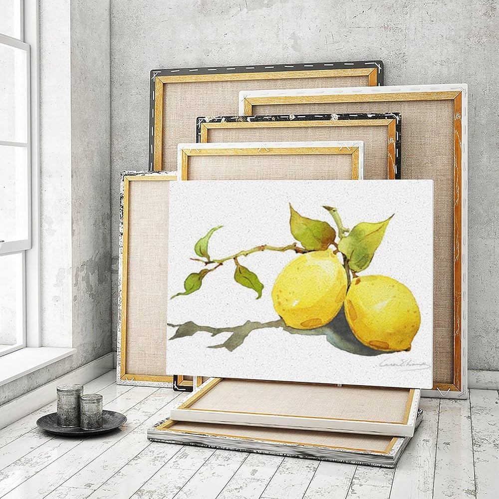 Amazon | 枝にレモンが2つ 数字油絵 水墨画 水彩画 数字キット塗り絵