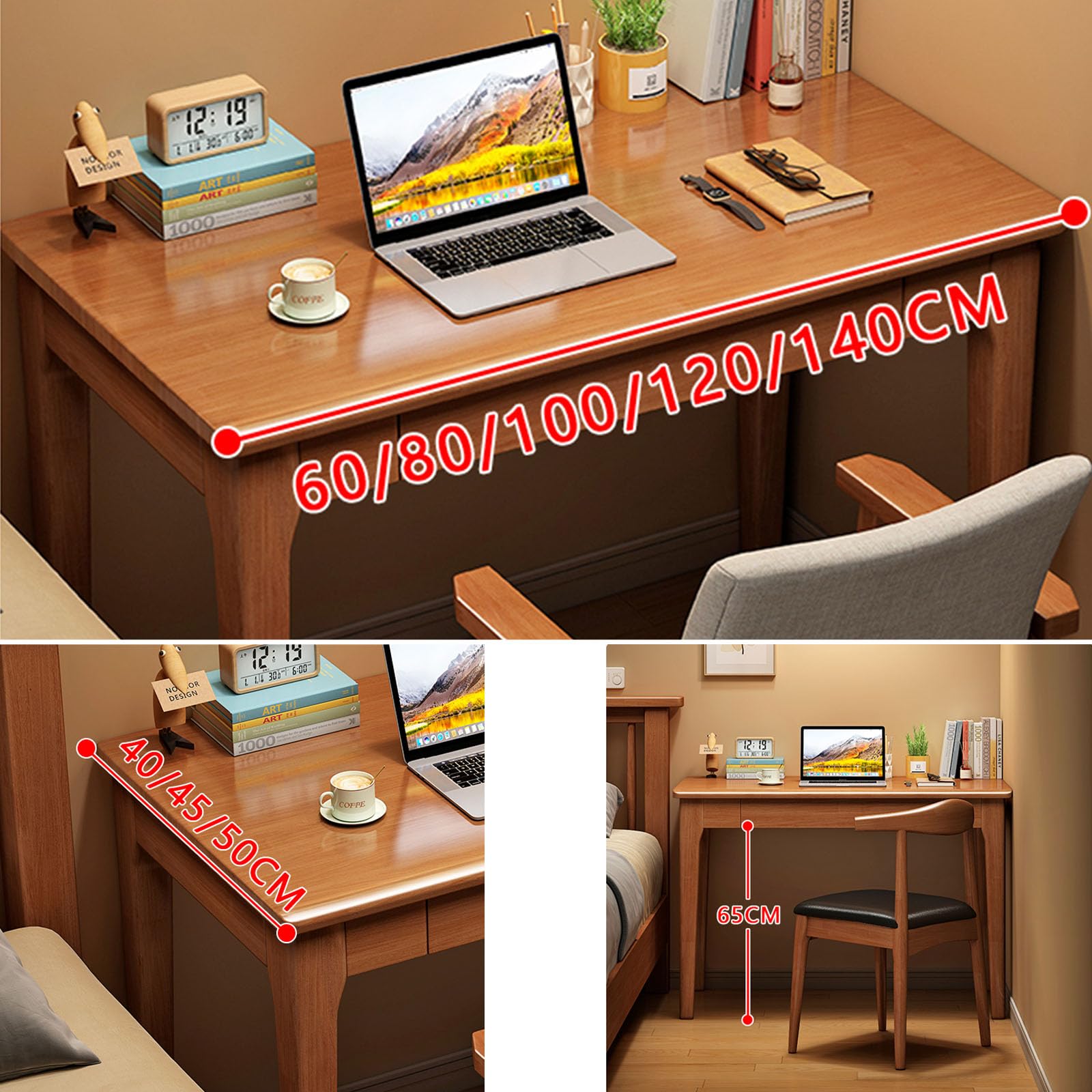 Amazon | JIXDILO 引き出し付き無垢材コンピューターデスク ミッド