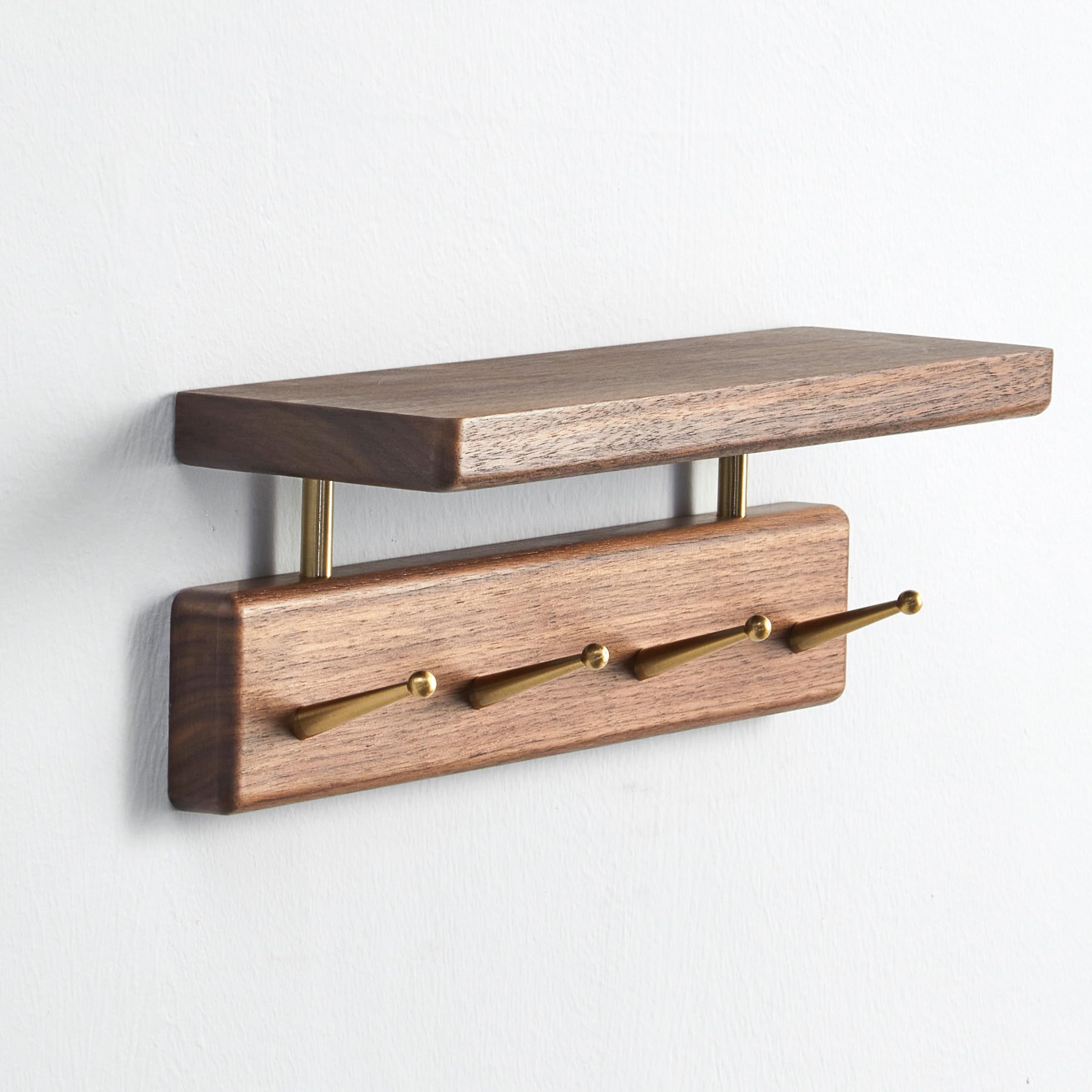 Amazon.com: Mayhas Solid Wood Shelf with Hooks, 12 inch Coat Rack