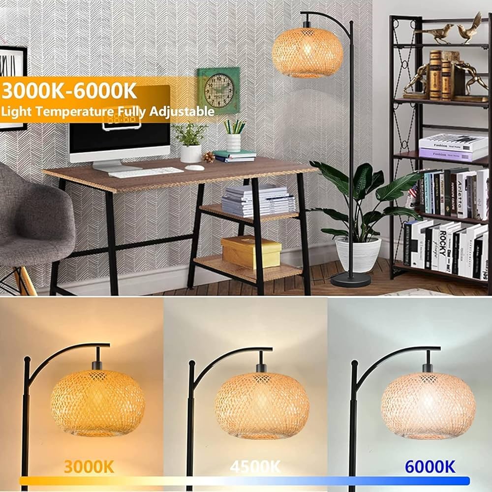 Amazon.co.jp: フロアライトボヘミアン竹スタンディングランプ寝室