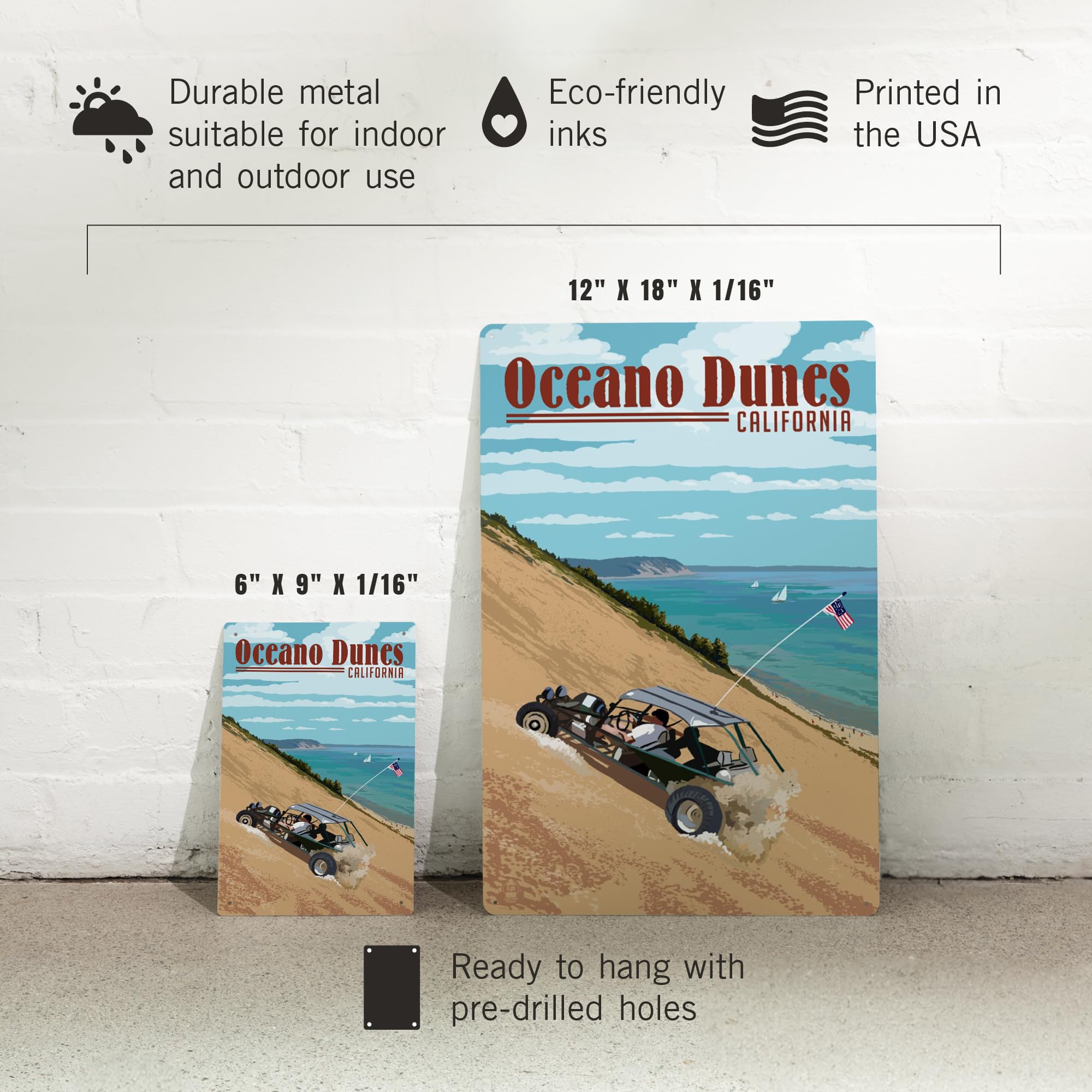 Amazon.com: Lantern Press 6x9 Inch Metal Sign, Oceano Dunes