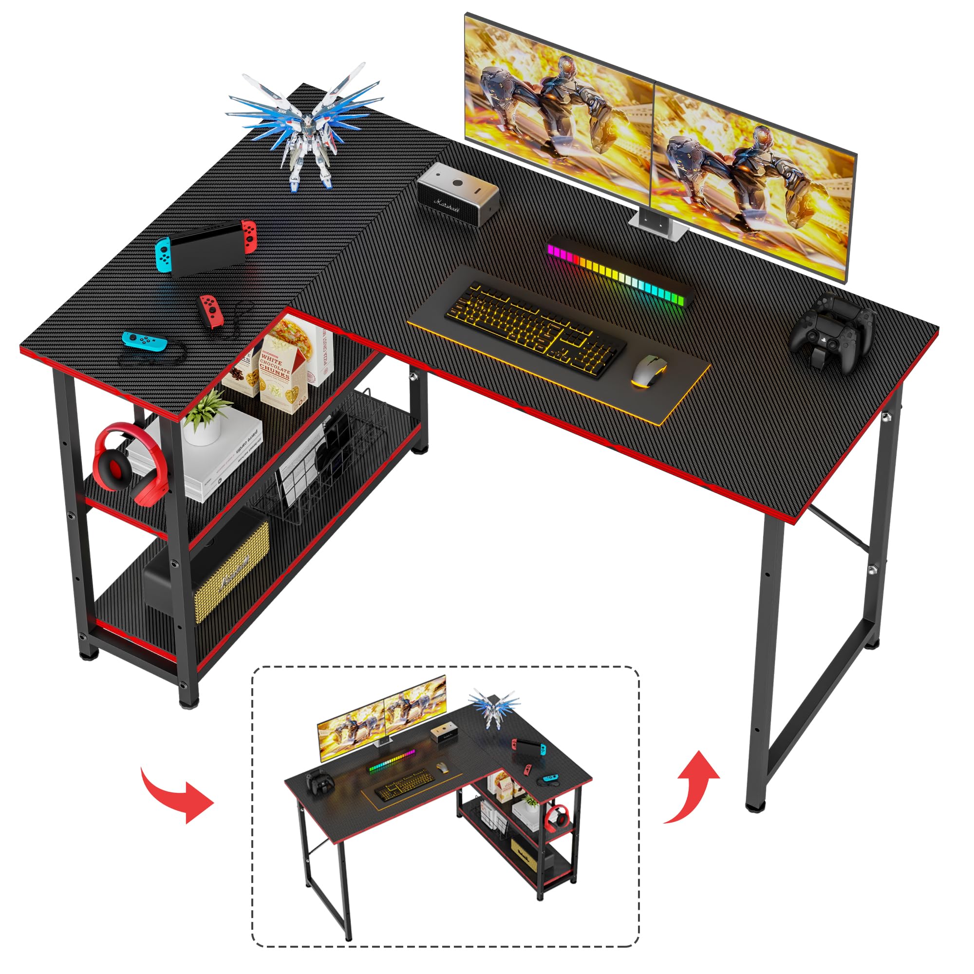 Amazon | Victone ゲーミングデスク L字型 パソコンデスク「メーカー2