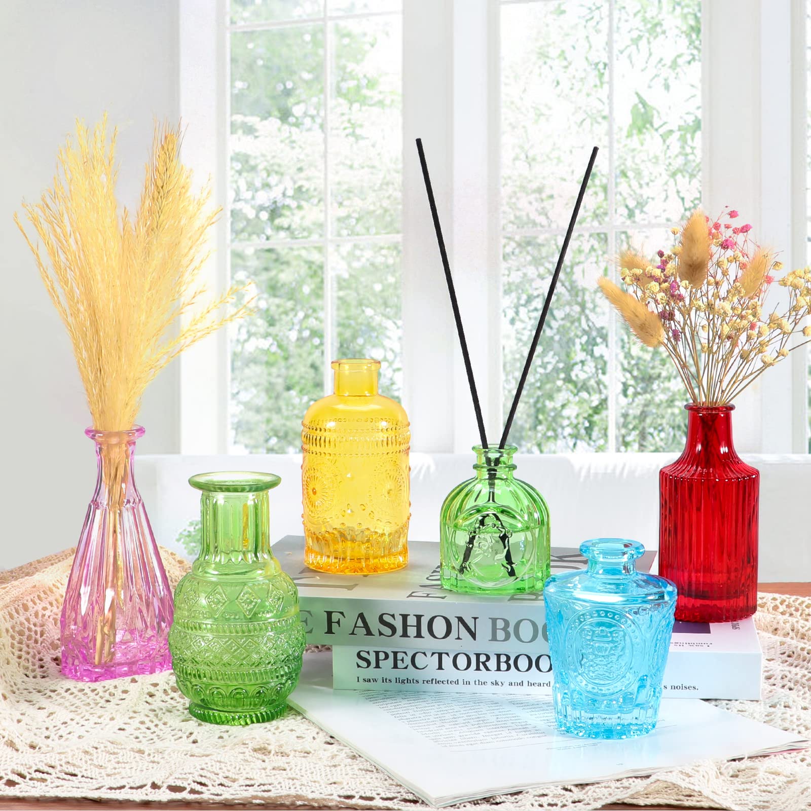 Amazon.co.jp: BIGIVACA ガラスつぼみ花瓶 花用の小さな花瓶 カラフル