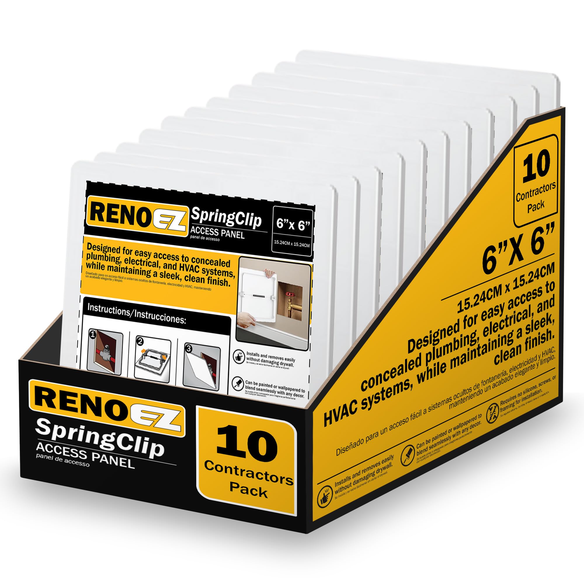 RenoEZ Access Panel For Drywall - 6x6 inch - No Tools Required