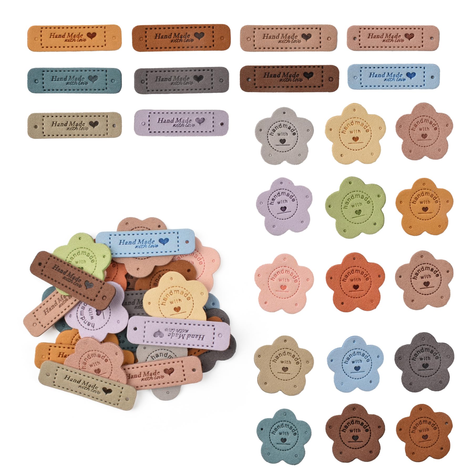 Amazon.co.jp: Redvigh ハンドメイドレザーラベル 80個 かぎ針編み用