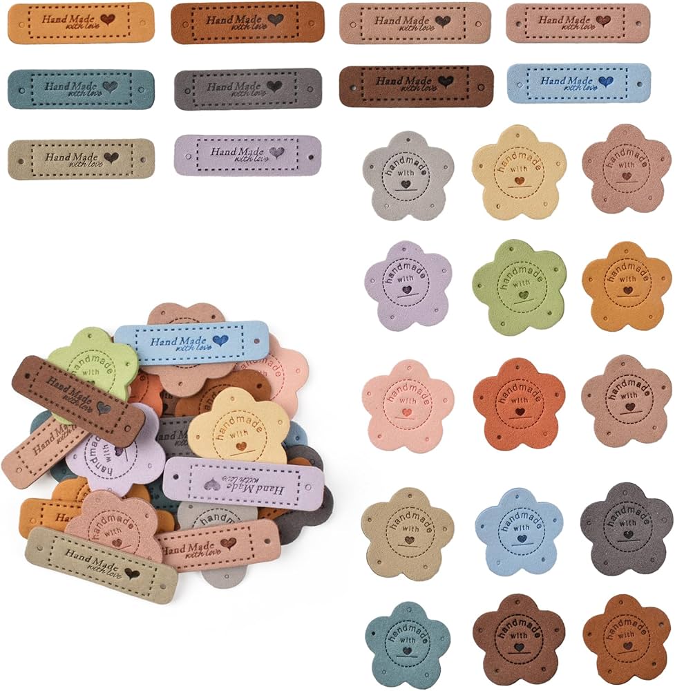 Amazon.co.jp: Redvigh ハンドメイドレザーラベル 80個 かぎ針編み用