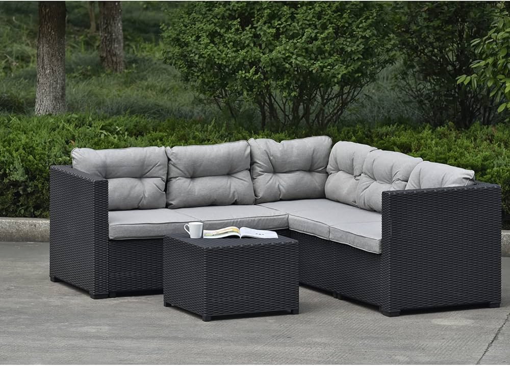 Amazon.co.jp: ガーデンソファー ラタン調 ガーデンテーブルセット