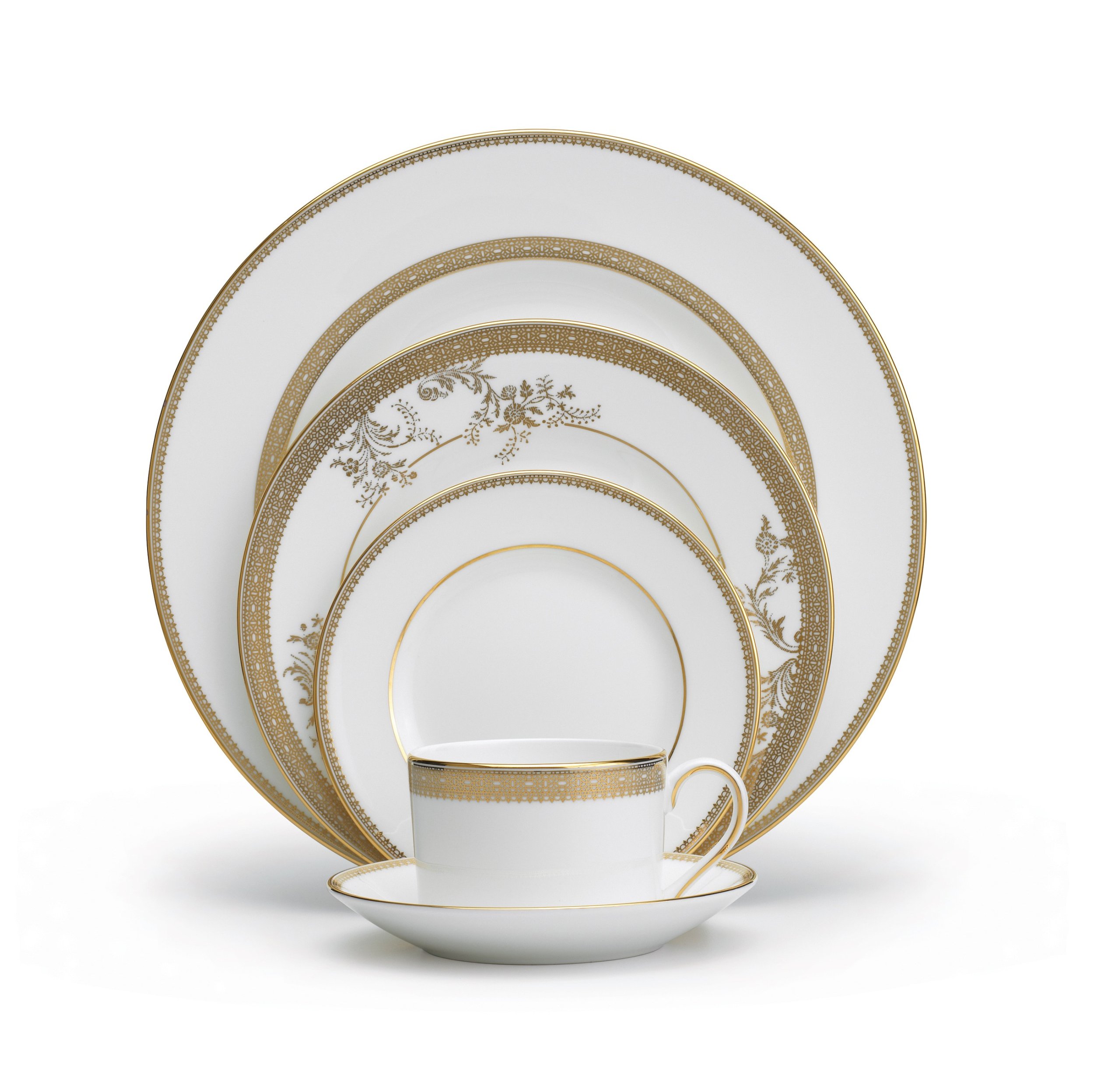 Amazon.com: Vera Wang Wedgwood Vera Lace Gold 5-Piece Dinnerware