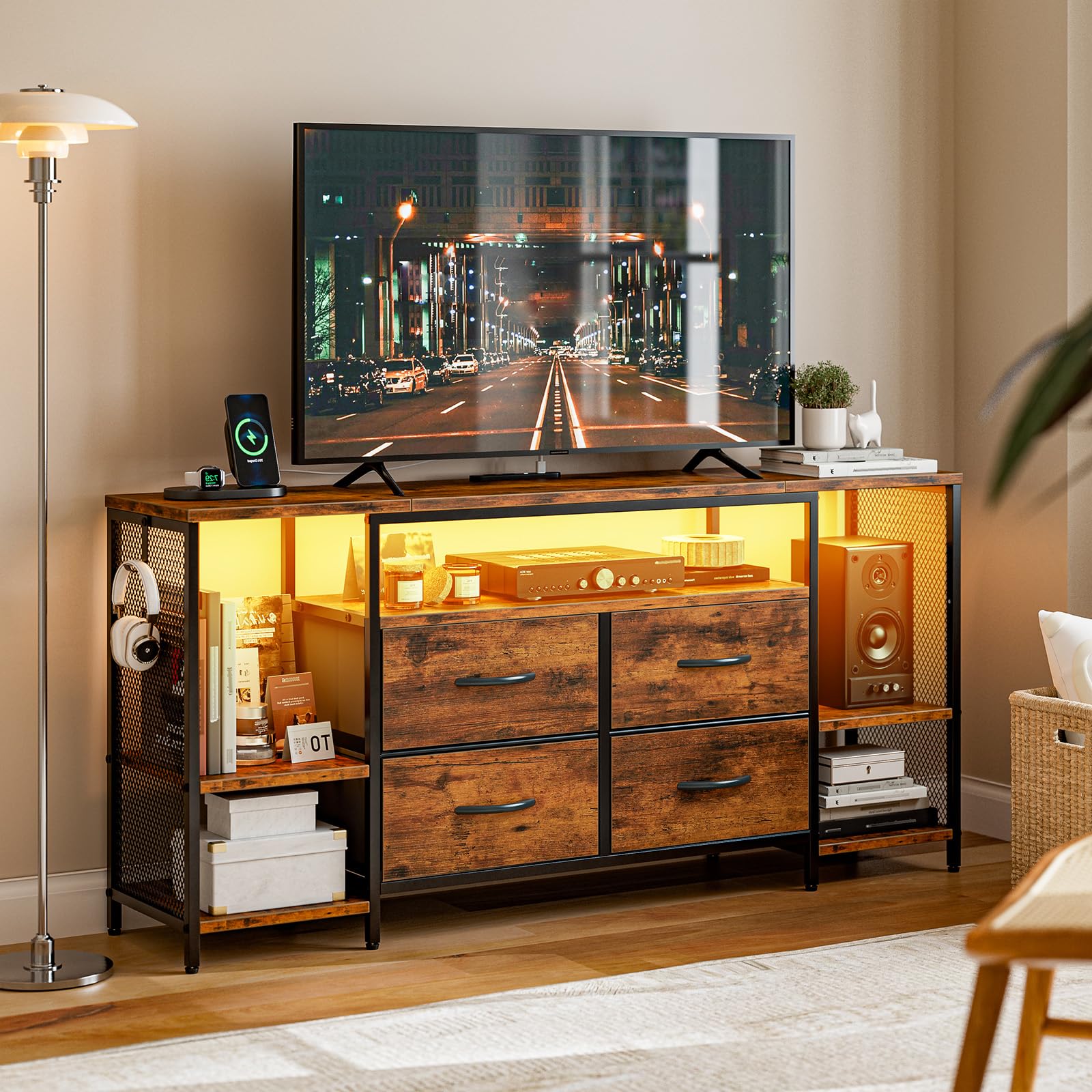 Amazon｜IKIFLY テレビ台 テレビボード 収納チェストロータイプ棚付き