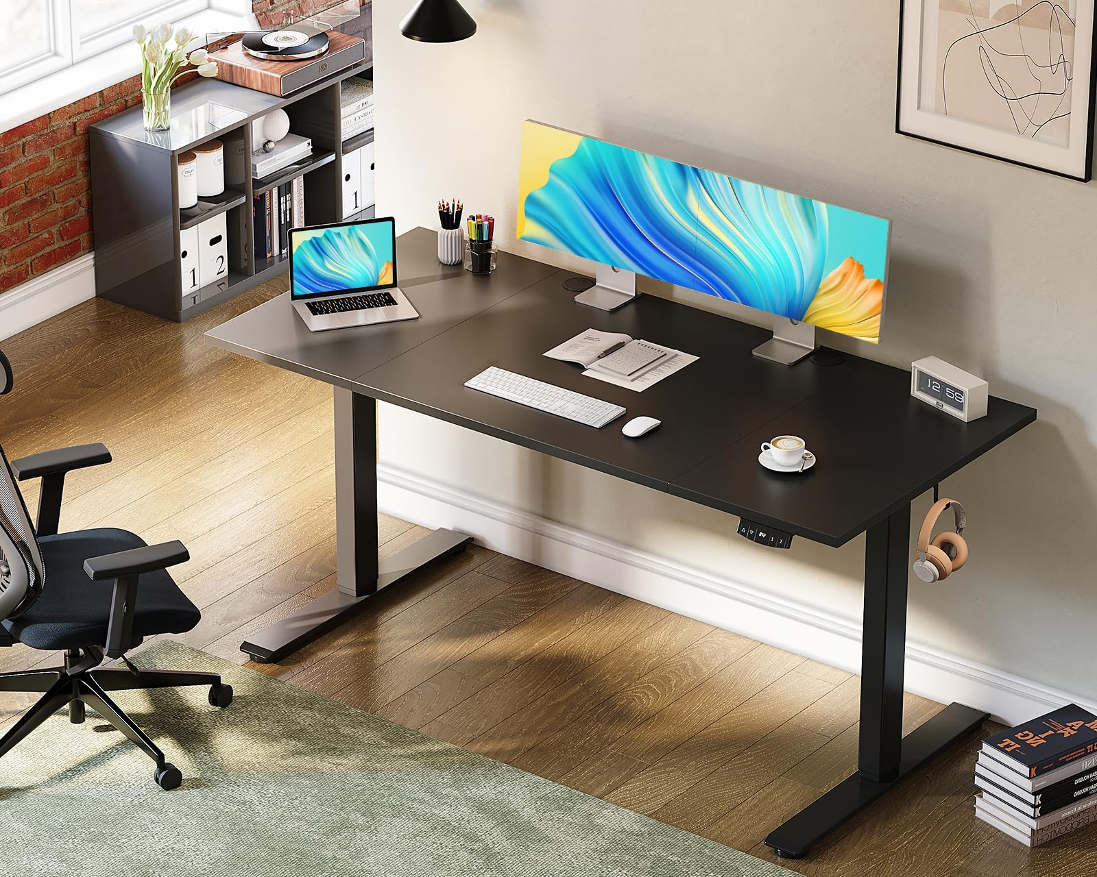 Amazon | AODK 昇降デスク 電動 昇降式デスク 幅140*70 昇降式