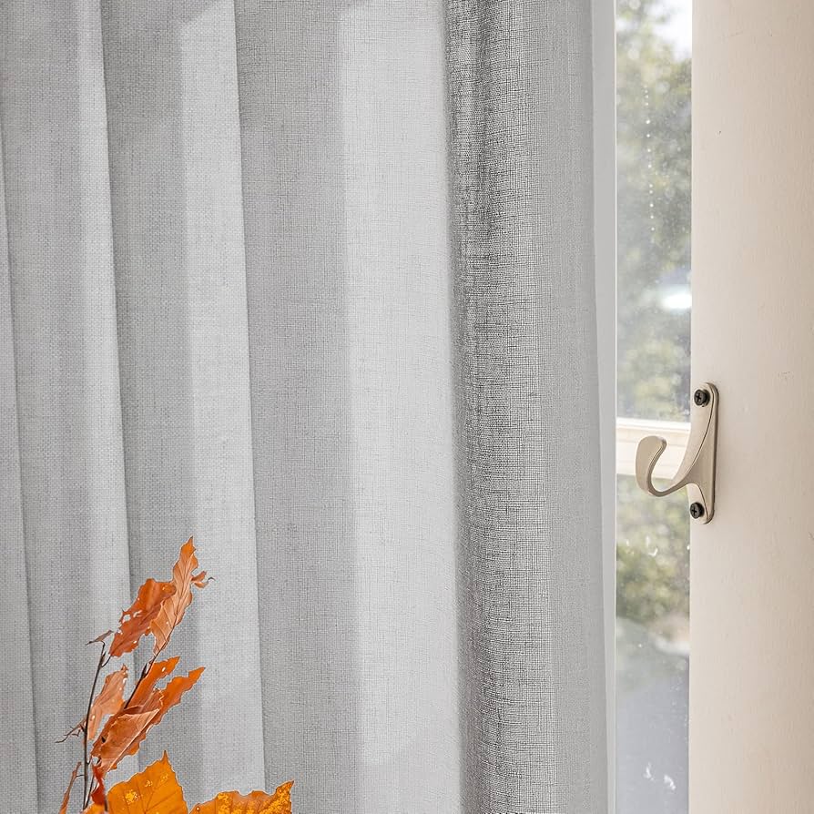 Amazon｜Artdix グレー シアーカーテン 長さ54インチ パネル2枚セット