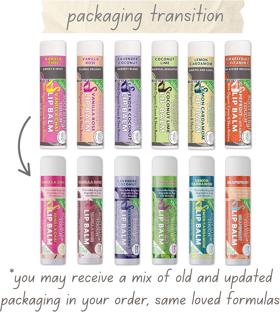 Amazon.com : Vegan Lip Balm Set - Pack of 6 Soothing Touch Lip