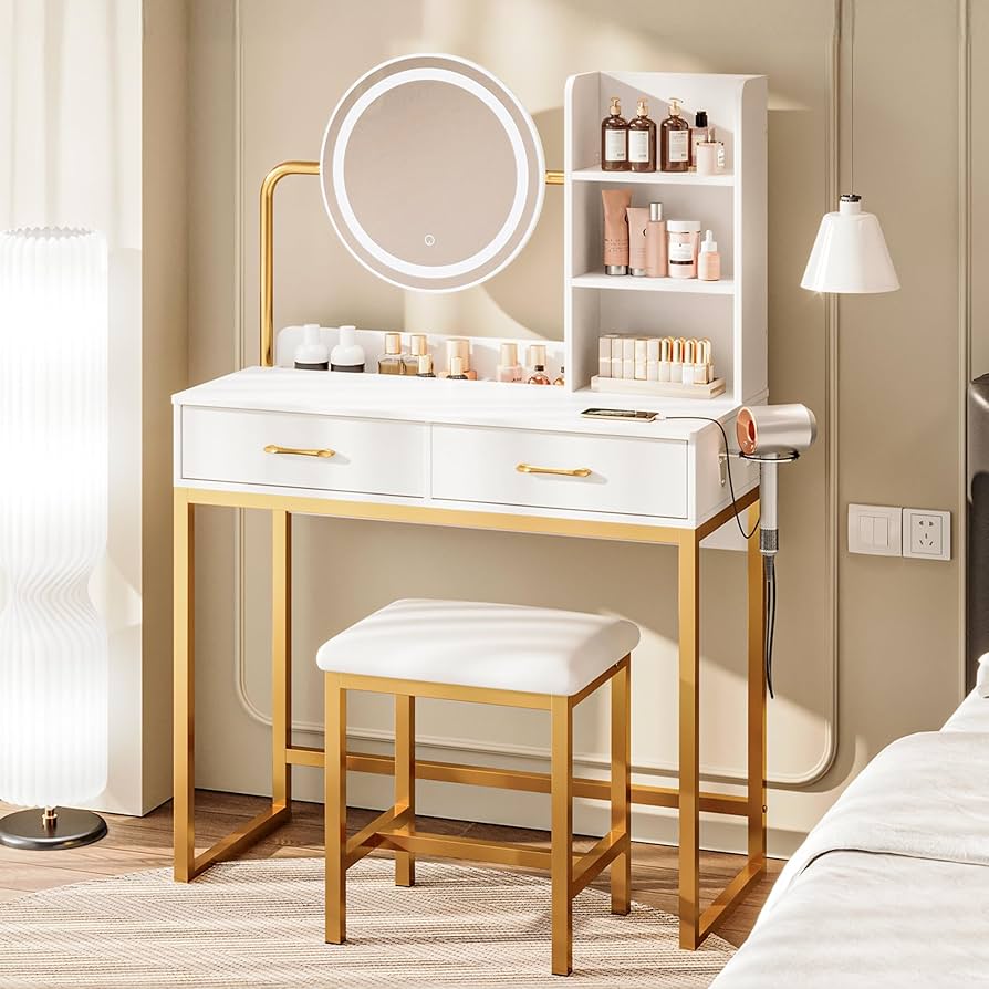 Amazon｜Dowinx ドレッサー コンパクト 2点セット コンセント付き 3色