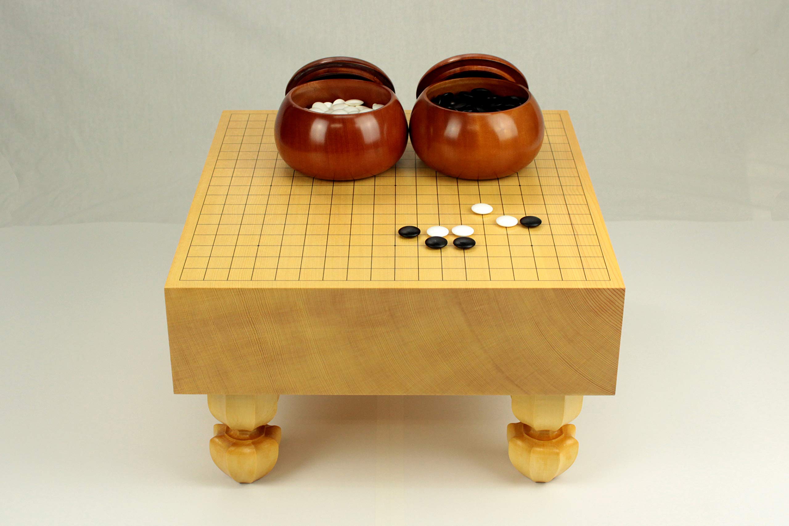 Amazon | 新榧碁盤40号（4寸）碁石・碁笥セット【新桜+本蛤25号実