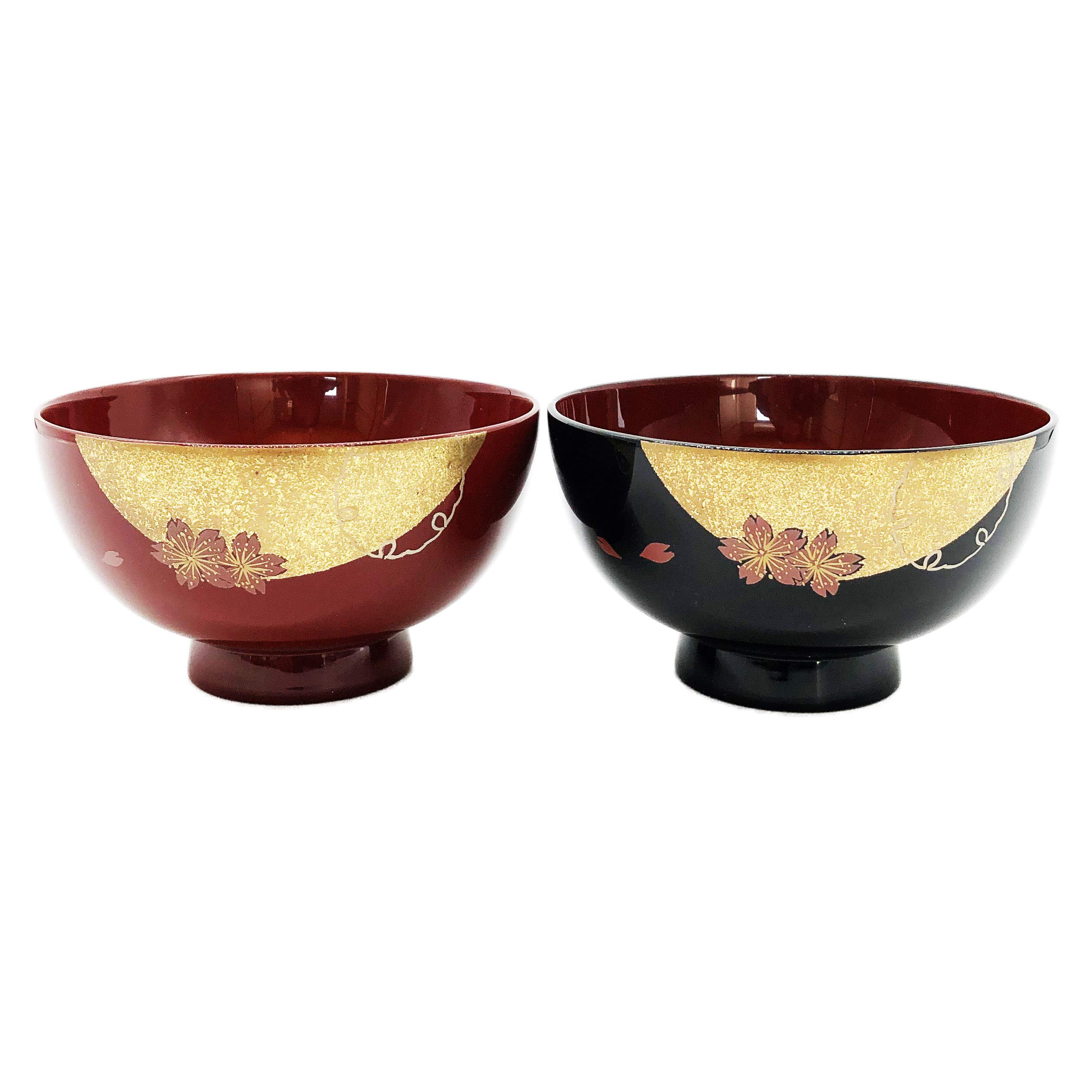 Amazon.co.jp: 大藤漆器店 輪島塗 夫婦汁椀 黒内朱・朱 雪月花蒔絵