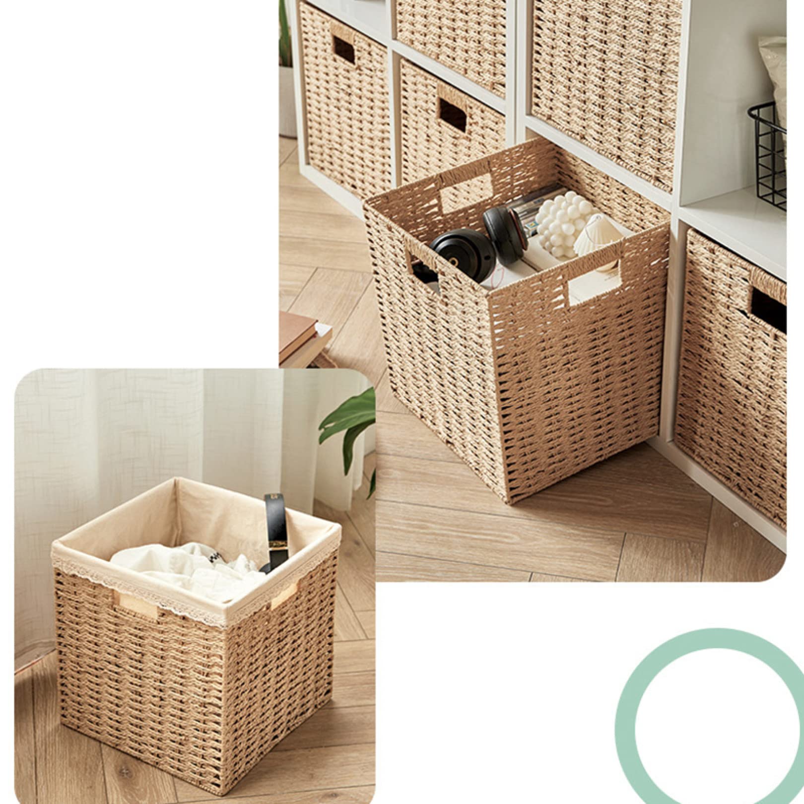 Amazon｜MJKQ9 収納バスケット 藤 ラタン 収納かご 28*29*28cm 藤かご