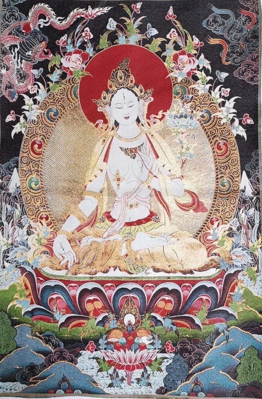Amazon.co.jp: 仏教タペストリー、チベットタンカ、シルク刺繍チベット