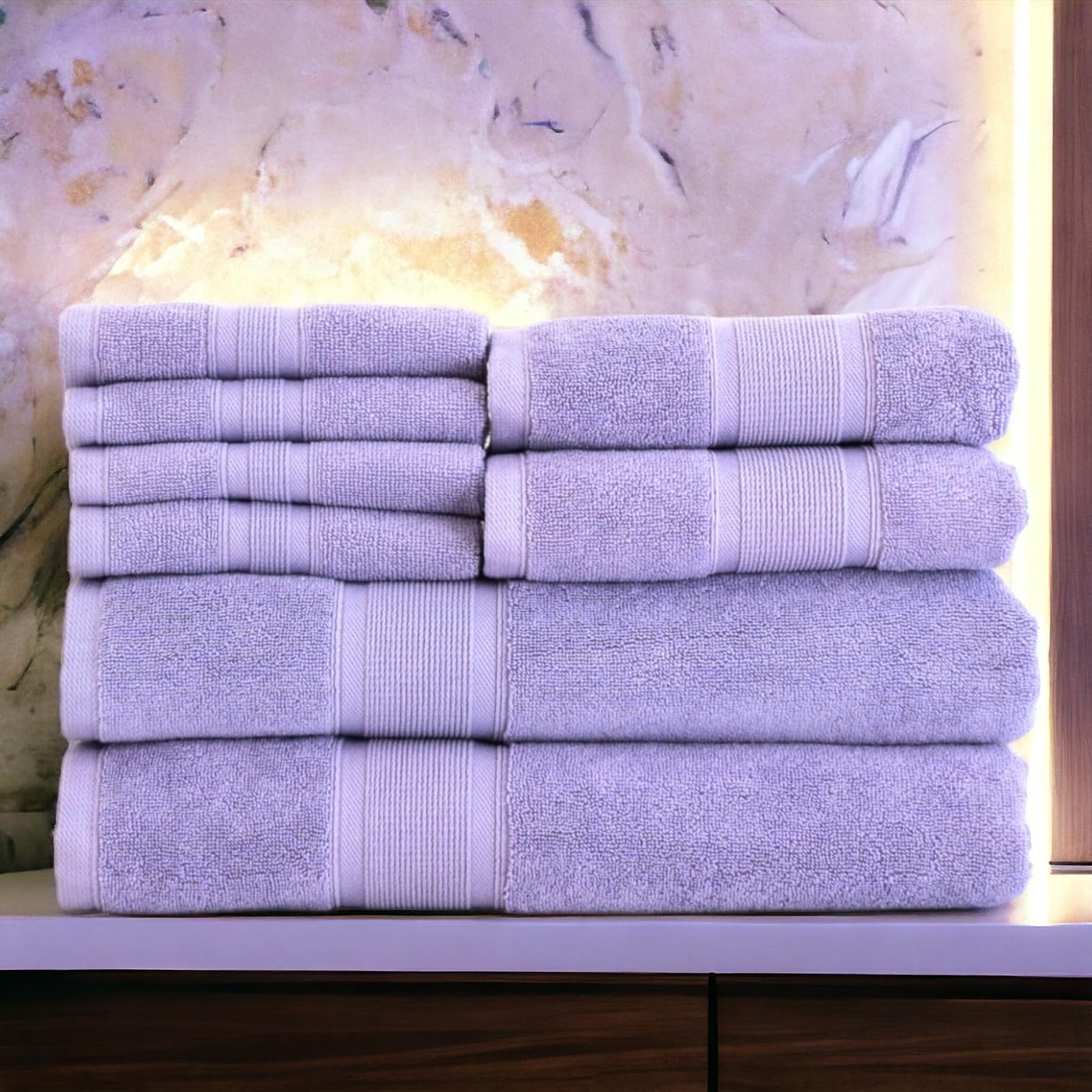 Amazon.com: Luzia 8 Piece Bathroom Towel Set - 100% Turkish Cotton