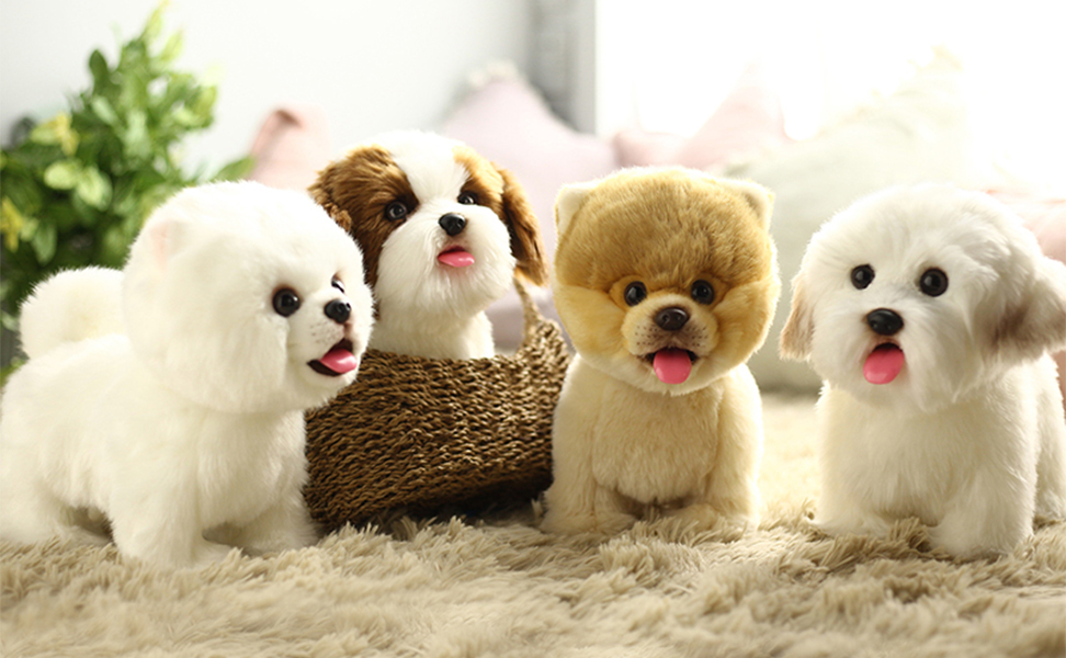 Amazon.co.jp: 電子ウォーキング秋田犬のぬいぐるみ、リアルな