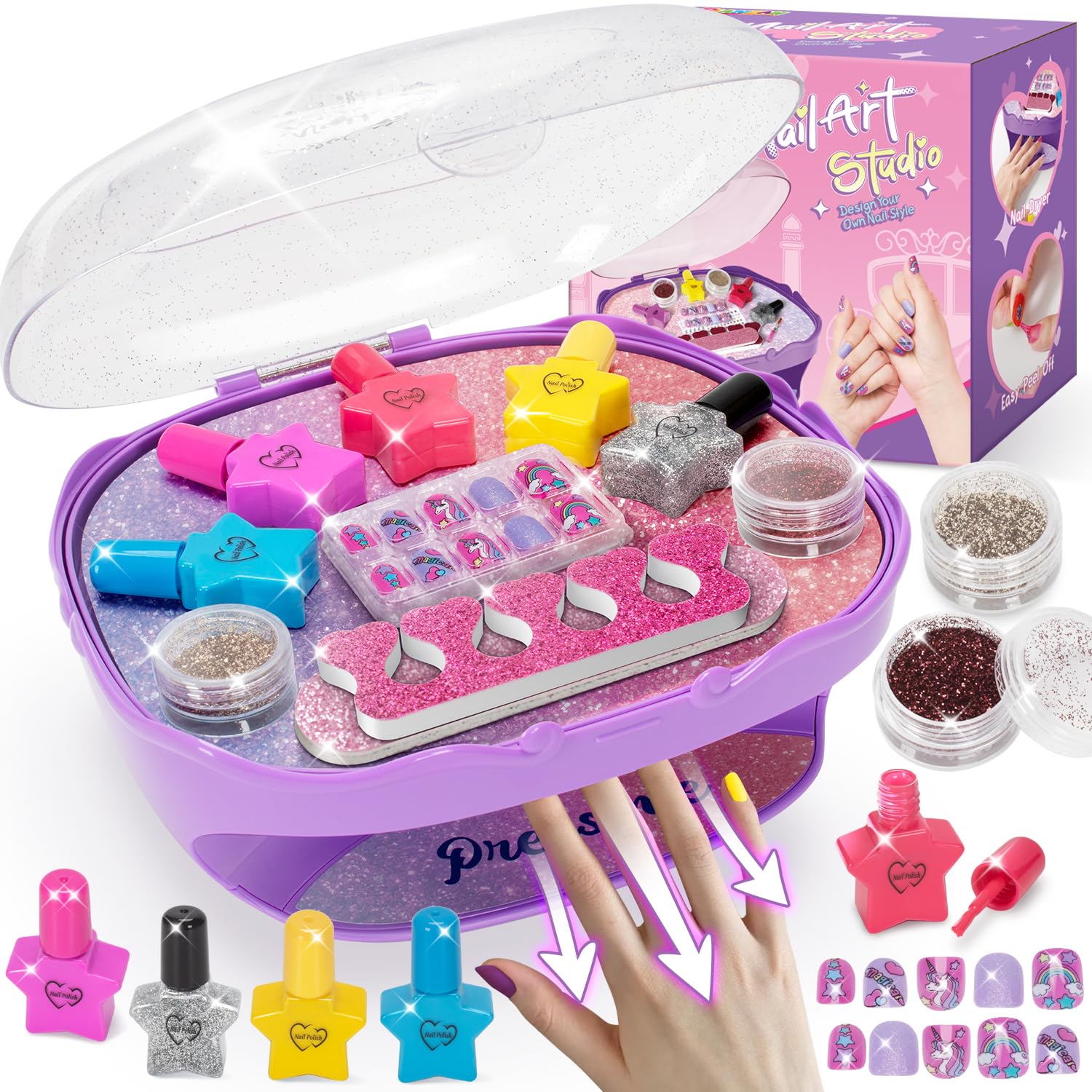 Amazon.com: Girls Nail Polish Set Purple, Toys for Girl Age 5 6 7