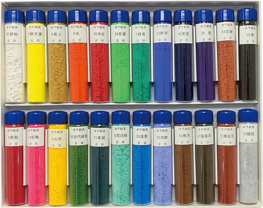 Amazon.co.jp: 吉祥 日本画用絵具 水干絵具瓶入 24色セット : おもちゃ