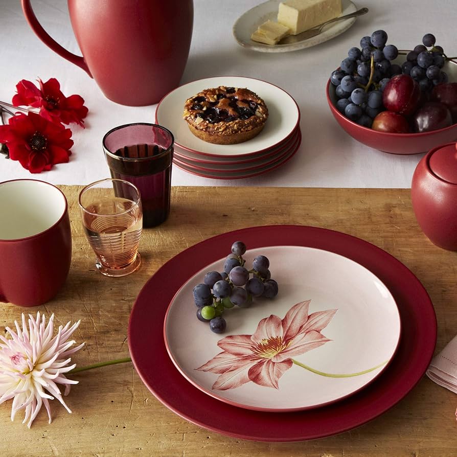 Amazon.com | Noritake Colorwave Raspberry Set of 4 Floral Accent
