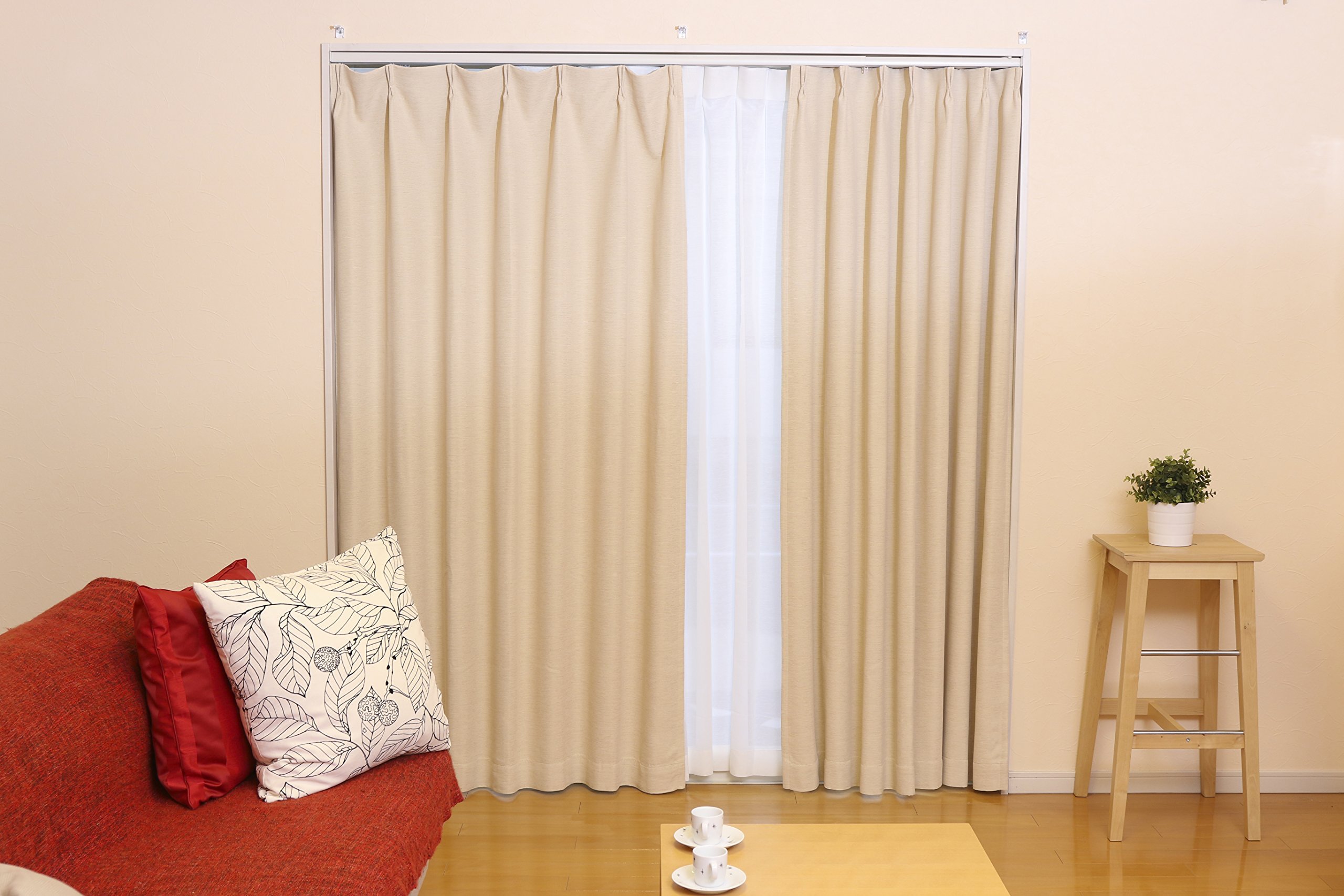 Amazon｜【防炎・遮光1級】 ドレープカーテン＊シェイク（ベージュ