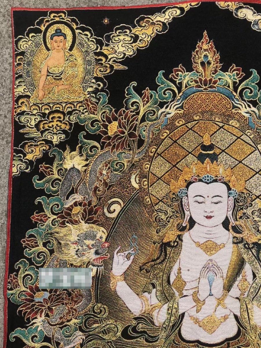 中国古美術・純手描き・画芯・送子觀音画像167x86cm・書画・絹本・仏像