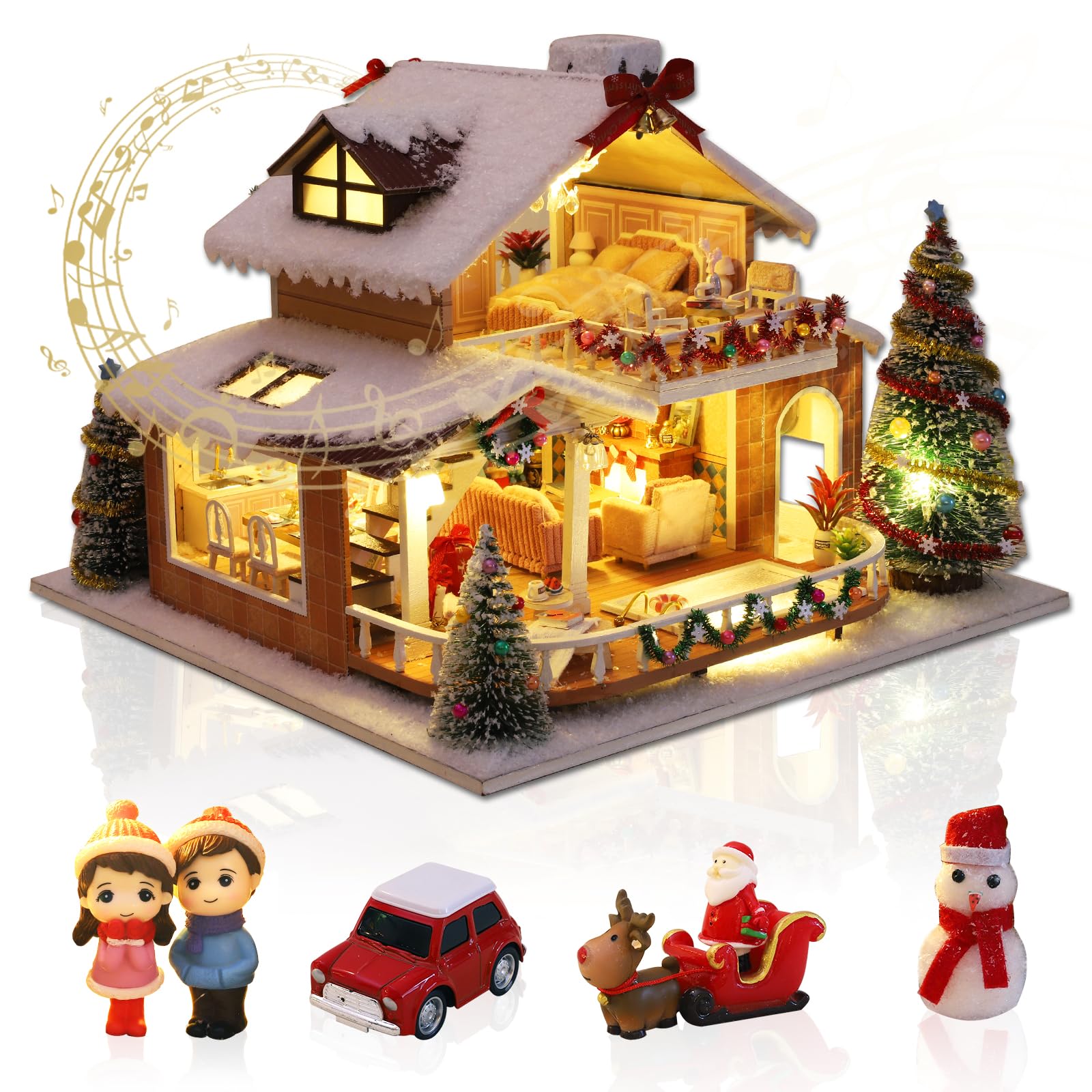 Amazon | Hallisun ドールハウス ミニチュア 手作り DIY 組立 二階建て