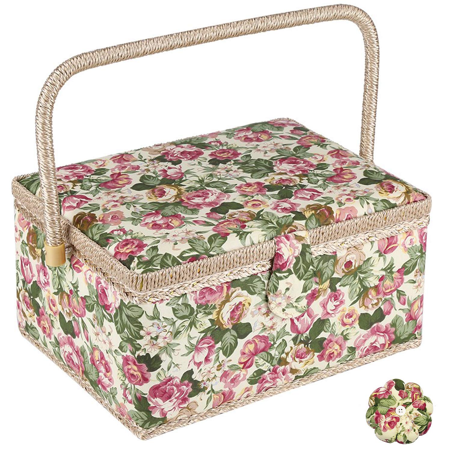 Amazon.co.jp: D&D 裁縫箱 ソーイングボックス 大容量 小物入れ 花柄