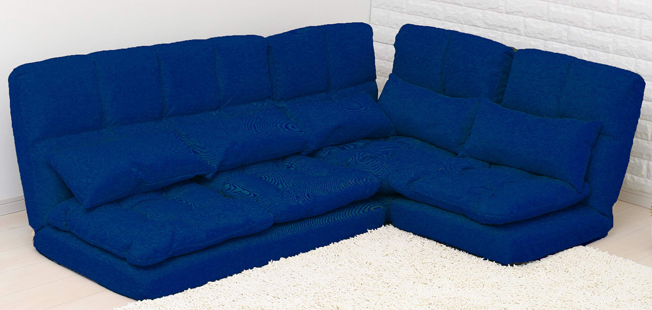 Amazon.co.jp: コーナーソファ クッション付き 3点セット ネイビー