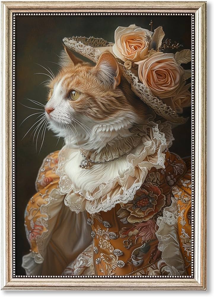 Amazon.co.jp: XBUMHOAL レディキャットウォールアート 抽象オレンジ猫