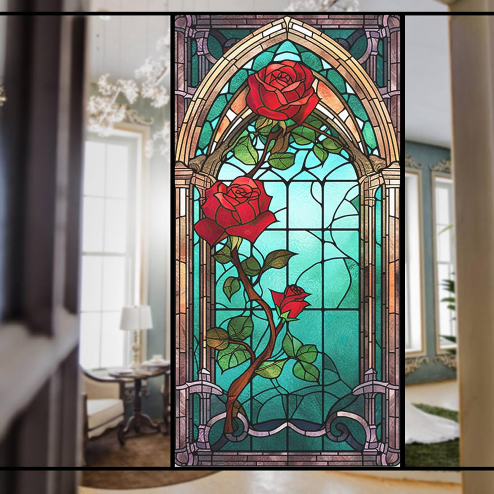 Amazon｜ステンドグラスシール 教会 洋風 アンティーク 目隠しシート